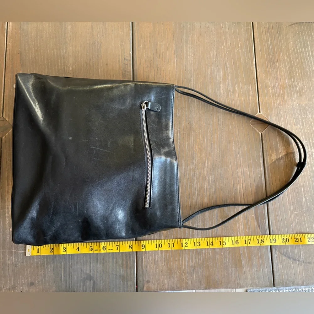 Monsac Black Leather Messenger Bag